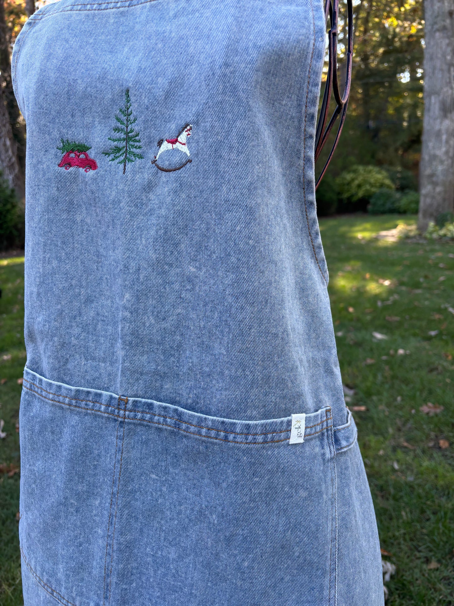 denim holiday apron
