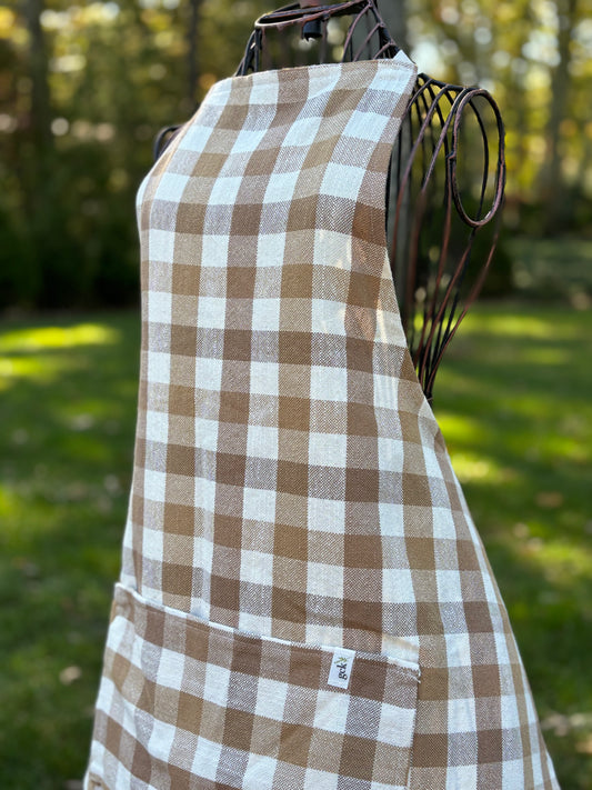 tan plaid apron