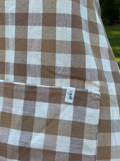 tan plaid apron