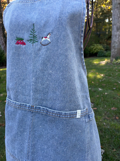 denim holiday apron