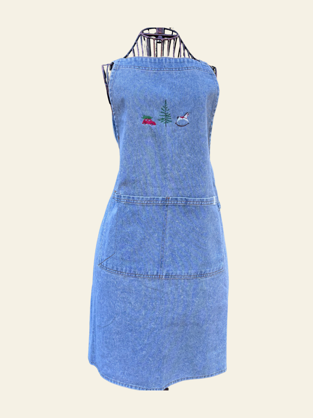 denim holiday apron
