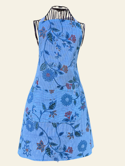 blue flower apron