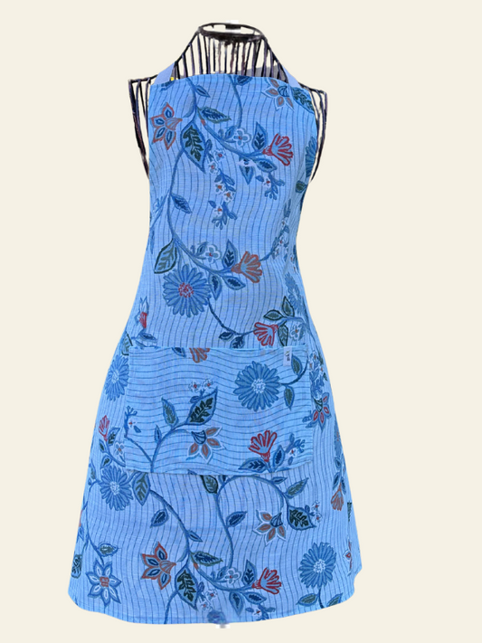 blue flower apron