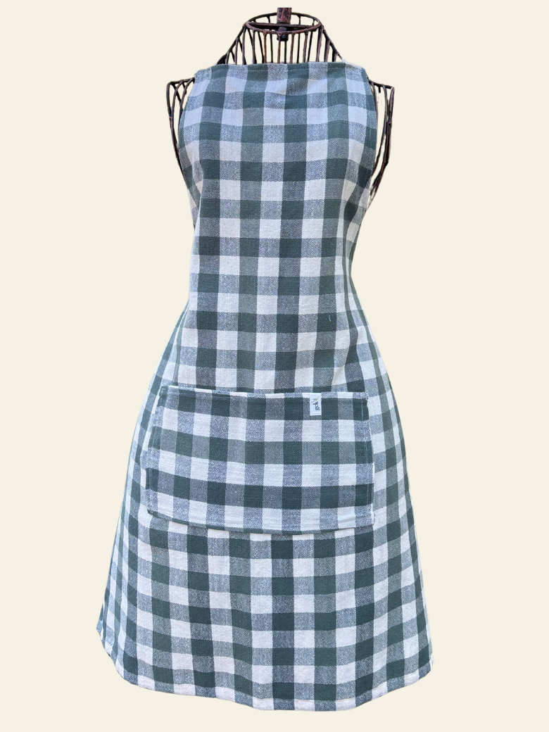 green plaid apron