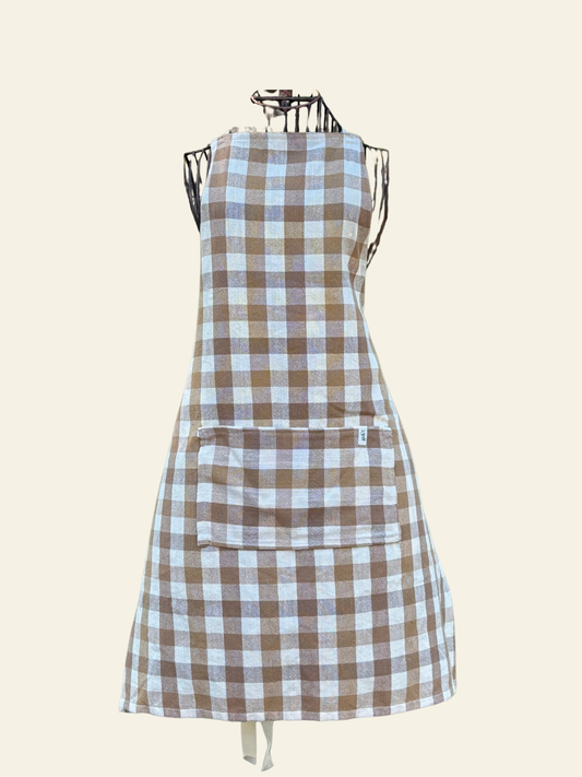 tan plaid apron