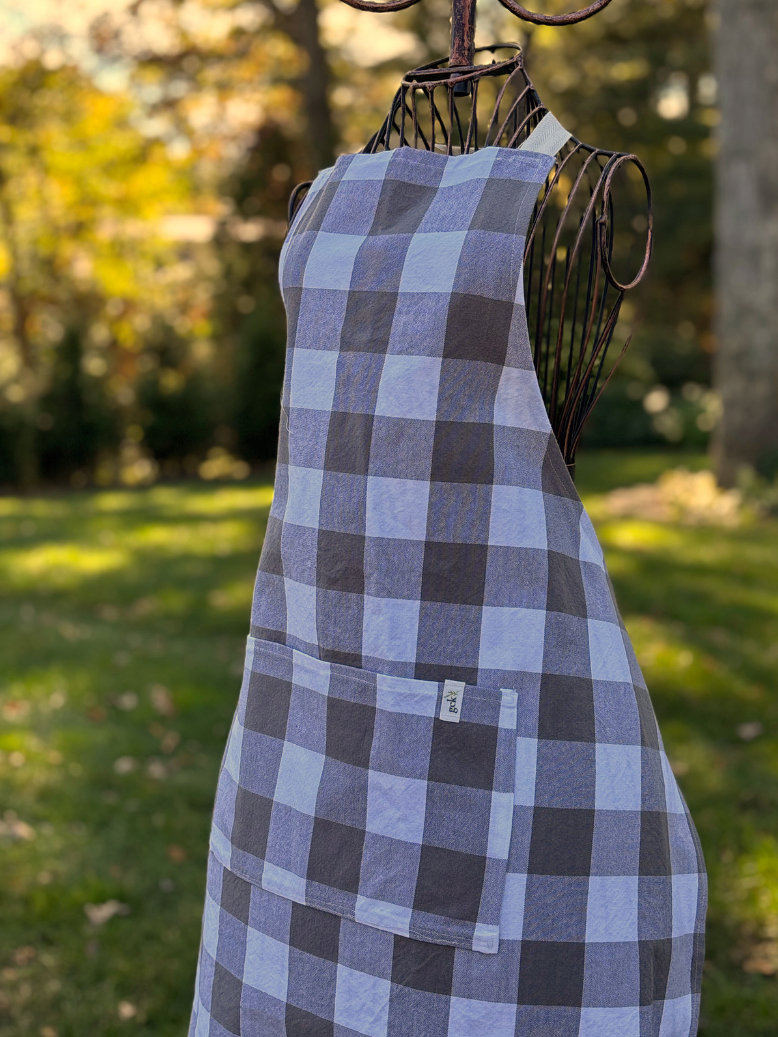 grey plaid apron